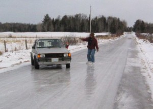 Ice covered roads are quite noticeable, and sometimes best avoided.