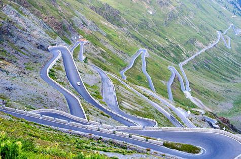 Imagine a driving experience along a zig-zagging road like Stelvio Pass in Italy. Amazing.