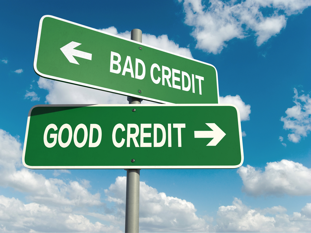 Sign post showing good credit and bad credit in toronto