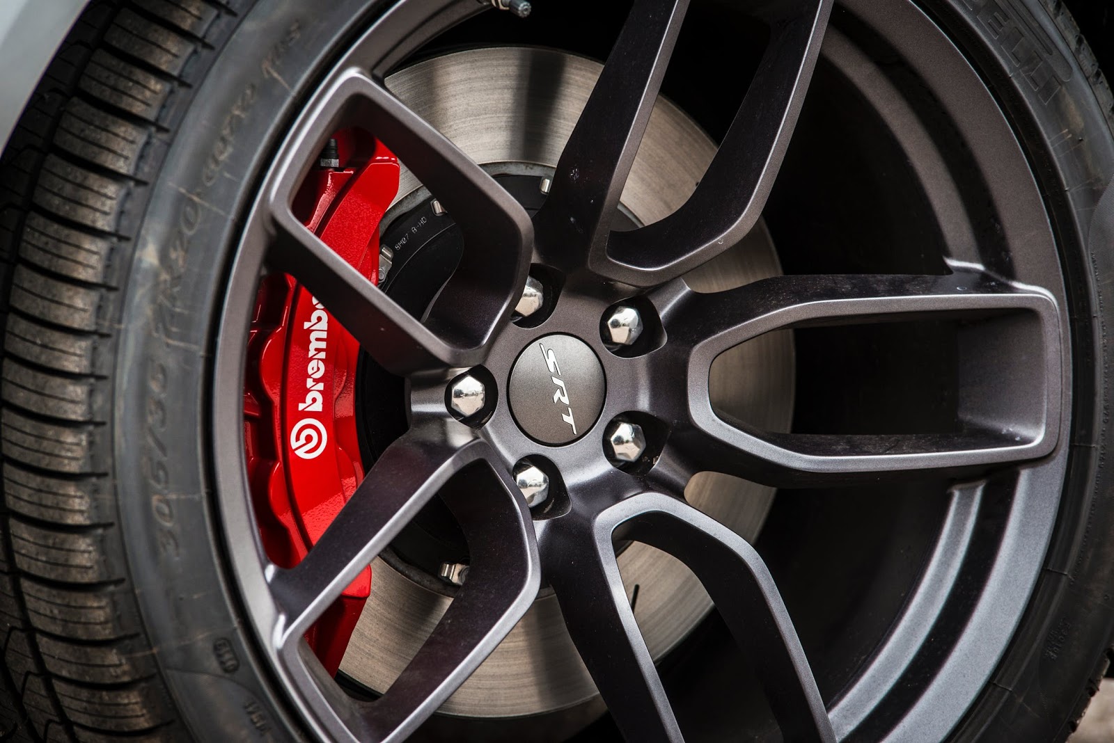 A close-up of a car wheel.